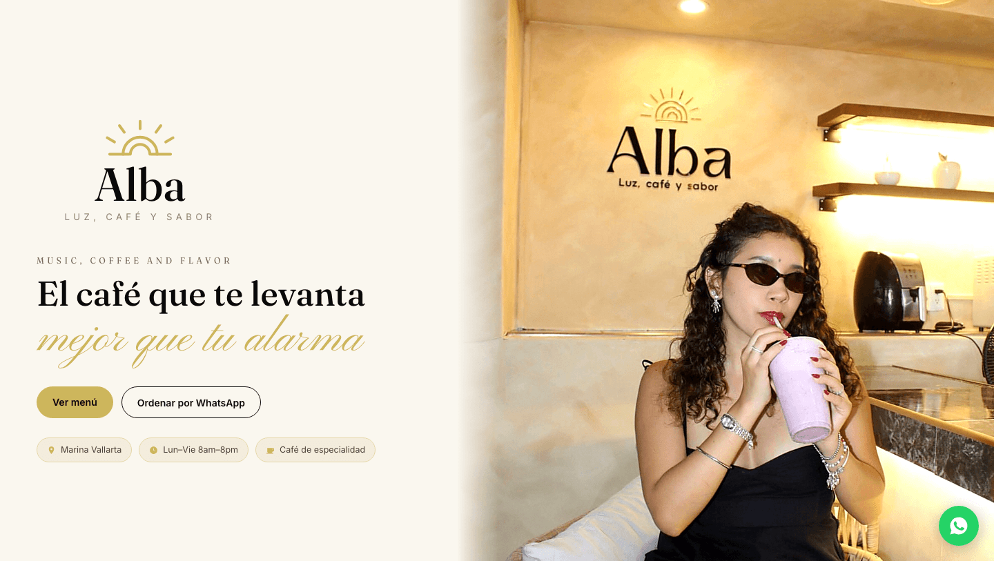 Alba Coffee — website hecho por APX Studio