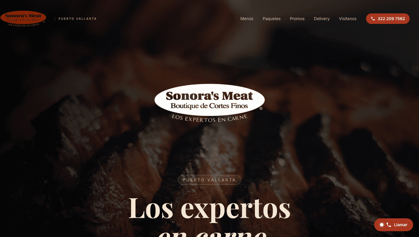 Sonora's Meat — website hecho por APX Studio