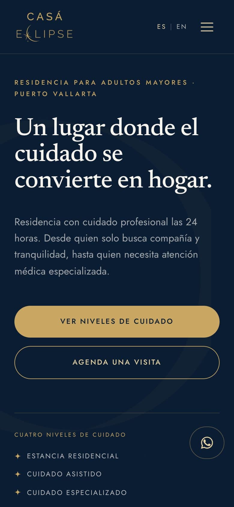 Website de Casá Eclipse hecho por APX, visto en celular